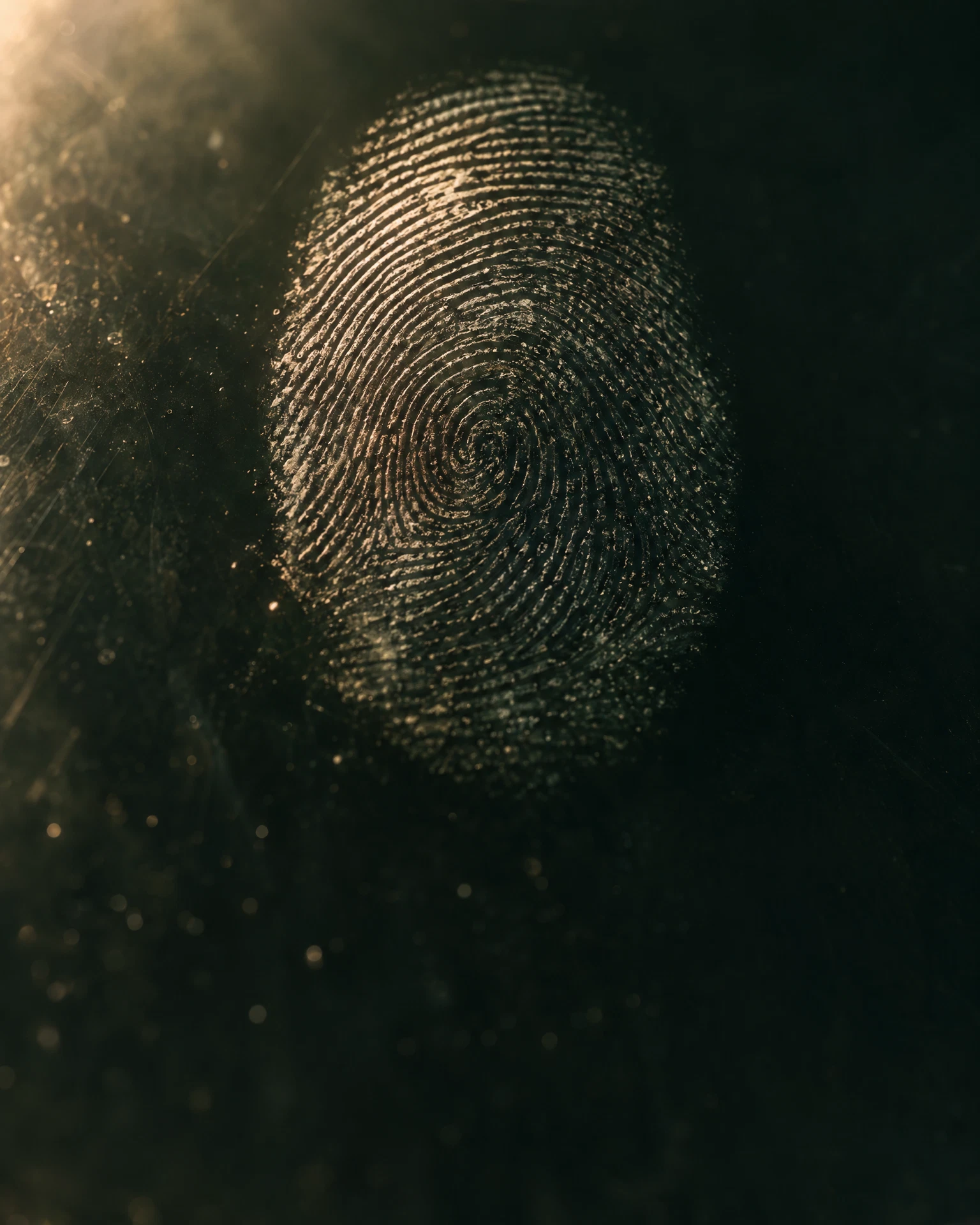 Illustrative close study of a fingerprint on glass