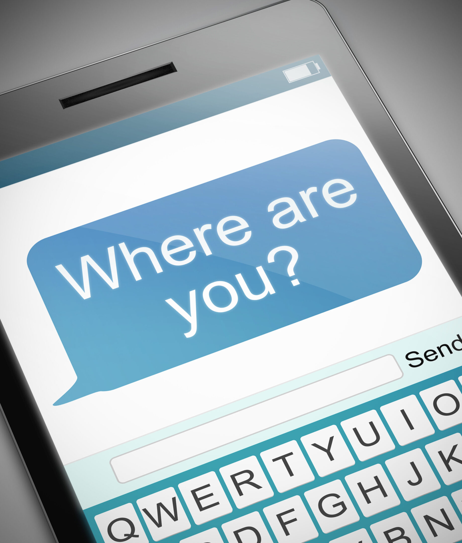 Where are you? Illustration depicting a phone with an missing person concept.